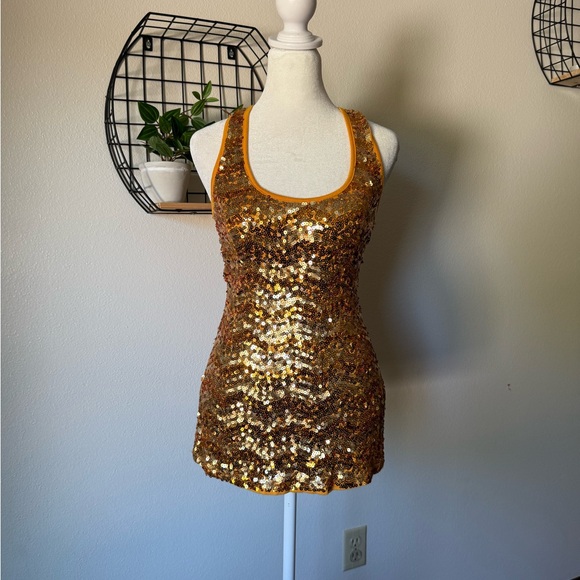 Y2K BEBE yellow sequin tank top - Picture 1 of 5